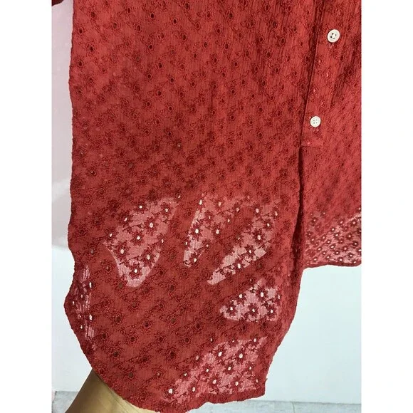 Vtg Ralph Lauren Button Up Top 2X Eyelet Beachy Minimalist Quite Luxury Coastal - Picture 4 of 11
